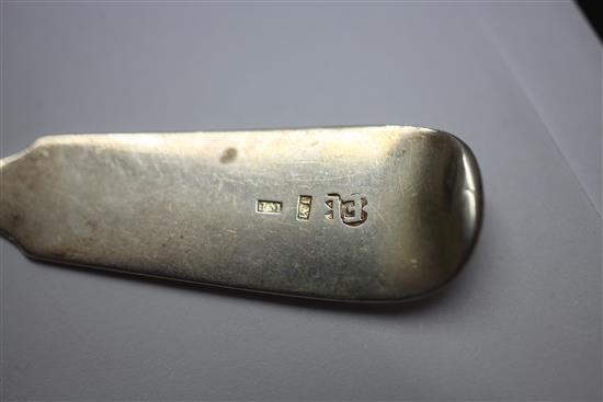 A late 18th/early 19th Irish? provincial silver fiddle pattern sauce ladle,